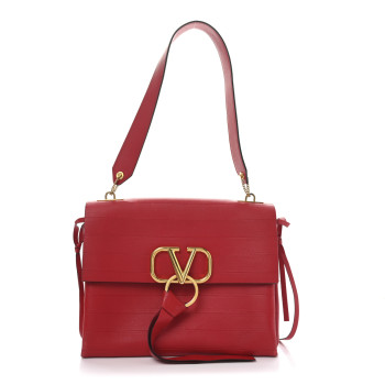 VALENTINO GARAVANI Calfskin Medium Vring Shoulder Bag Rouge
