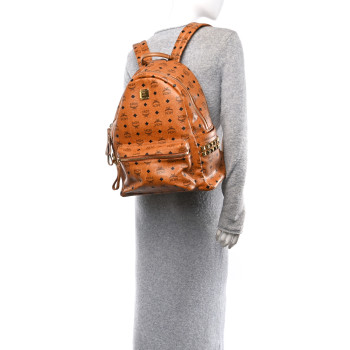 MCM Visetos Medium Side Studs Stark Backpack Cognac