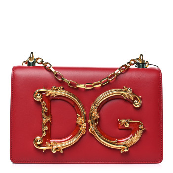 DOLCE & GABBANA Nappa DG Girls Shoulder Bag Red