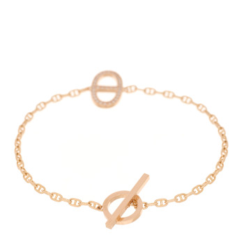 HERMES 18K Rose Gold Diamond Chaine d'Ancre Contour Bracelet ST