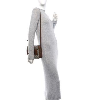 GUCCI GG Supreme Monogram Small Horsebit 1955 Shoulder Bag Beige Brown Sugar