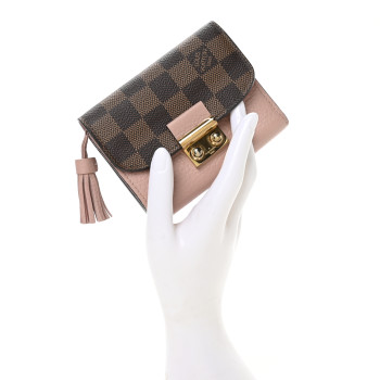 LOUIS VUITTON Damier Ebene Croisette Compact Wallet Magnolia