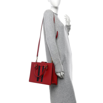 GUCCI Grained Calfskin Small Animalier Top Handle Tote Red