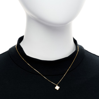 VAN CLEEF & ARPELS 18K Yellow Gold Mother of Pearl Sweet Alhambra Pendant Necklace