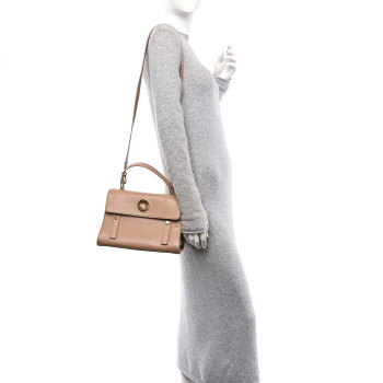 SAINT LAURENT Calfskin Canvas Small Muse Two Beige