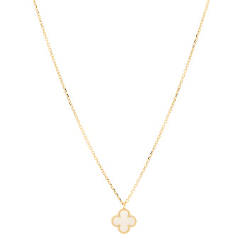 VAN CLEEF & ARPELS 18K Yellow Gold Mother of Pearl Sweet Alhambra Pendant Necklace