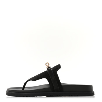 HERMES Suede Goatskin Womens Empire Sandals 38 Black