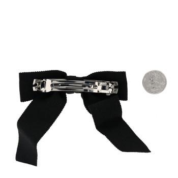 CHANEL Grosgrain Bow CC Hair Clip Black