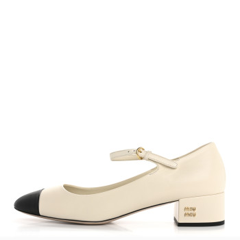 MIU MIU Nappa Mary Jane 40mm Pumps 37 Avorio Black