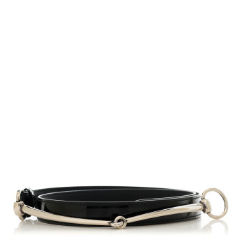 GUCCI Calfskin Horsebit Skinny Belt 90 36 Black
