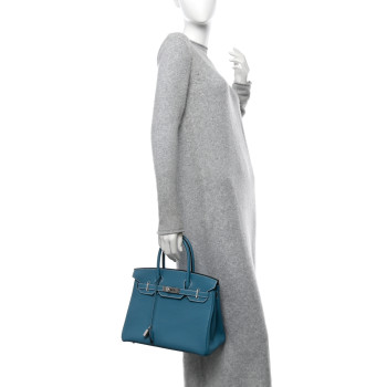HERMES Togo Birkin 30 New Bleu Jean