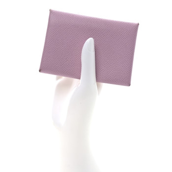 HERMES Epsom Calvi Duo Card Case Mauve Sylvestre
