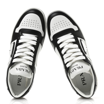 PRADA Vitello Sport Spazzolato Rois Triangle Logo Womens Downtown Low Top 30mm Sneakers 36 White Black