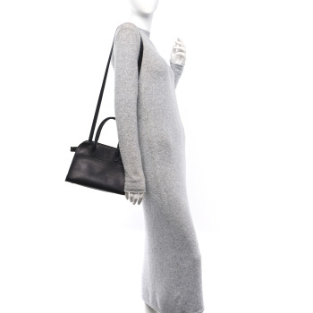THE ROW Polished Saddle Calfskin Soft Margaux 10 Bag Black
