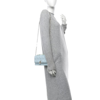 CHRISTIAN DIOR Lambskin Cannage Two Tone Mini My Dior Bag Celestial Blue Light Mint