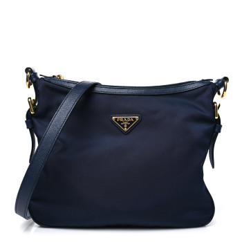 PRADA Tessuto Nylon Saffiano Small Crossbody Bag Navy