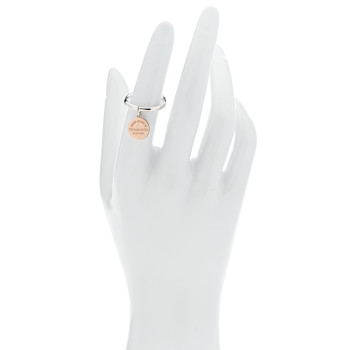 TIFFANY Sterling Silver Rubedo Return to Tiffany Round Charm Ring 50 5.5