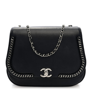 CHANEL Calfskin Braided Small Chic Flap Black
