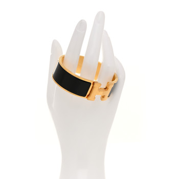 HERMES Enamel Wide Clic Clac H Bracelet GM Black