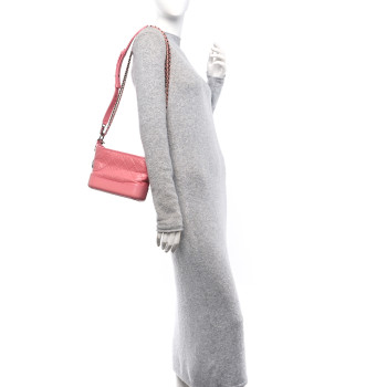 CHANEL Aged Calfskin Quilted Small Gabrielle Logo Hobo Rose