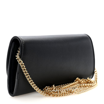 GUCCI Roxy Calfskin Blondie Continental Chain Wallet Black