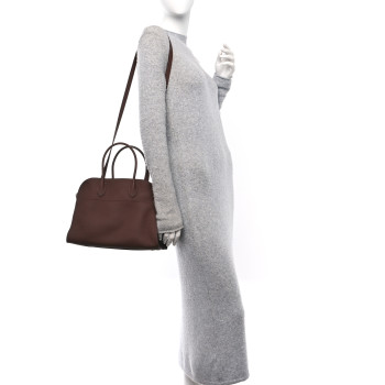 THE ROW Matte Grained Calfskin Soft Margaux 12 Dark Mocha