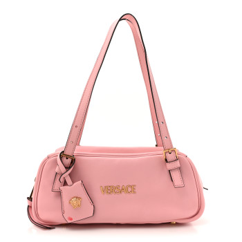 VERSACE Lambskin Tag Bowling Bag Light Pink