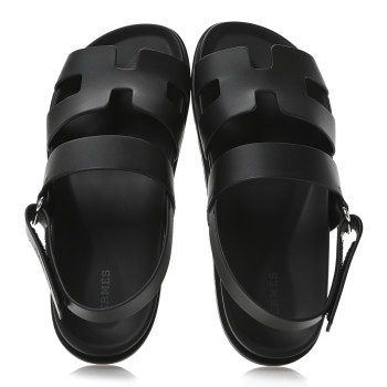 HERMES Calfskin Womens Genius Sandals 39.5 Black