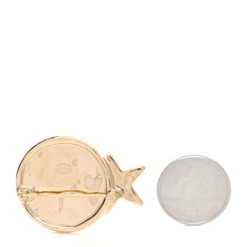 CHANEL Crystal CC Star Brooch Gold