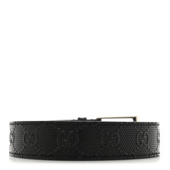 GUCCI Calfskin GG Tennis Embossed Double G 40mm Belt 90 36 Black