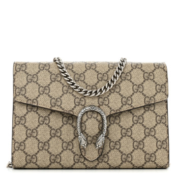 GUCCI GG Supreme Monogram Mini Dionysus Chain Wallet Beige Taupe