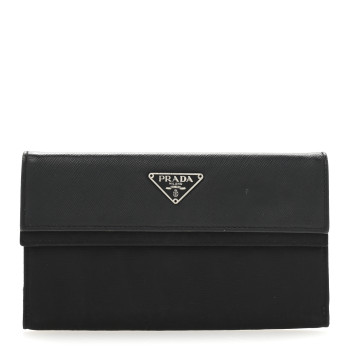 PRADA Saffiano Tessuto Nylon Saffiano Tri-Fold Wallet Black