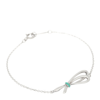 TIFFANY Sterling Silver Enamel Bow Knot Bracelet Blue