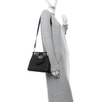 GUCCI Grainy Calfskin Small Zumi Top Handle Bag Black