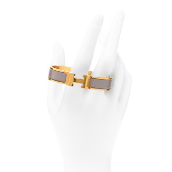 HERMES Enamel Narrow Clic Clac H Bracelet PM Marron Glace