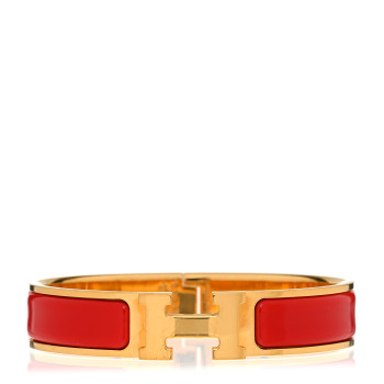 HERMES Enamel Narrow Clic Clac H Bracelet PM Rouge Vif