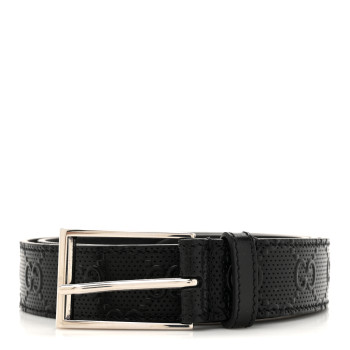 GUCCI Calfskin GG Tennis Embossed Double G 40mm Belt 90 36 Black