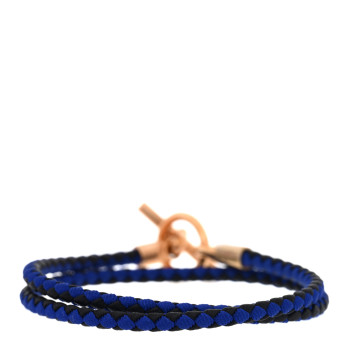 HERMES Swift Silk Braided Glenan Double Tour Bracelet Indigo Fonce Black