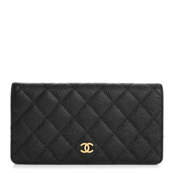 CHANEL Caviar Quilted Yen Wallet Black