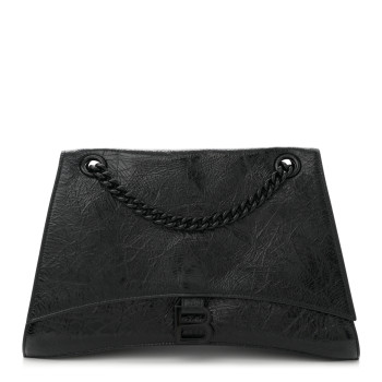 BALENCIAGA Crushed Calfskin Monochrome Medium Crush Chain Bag Black