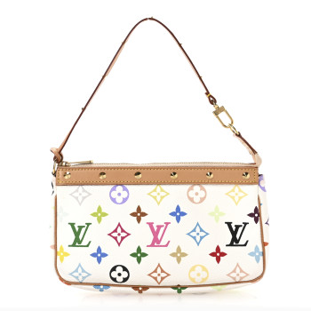 LOUIS VUITTON Monogram Multicolor Pochette Accessories White