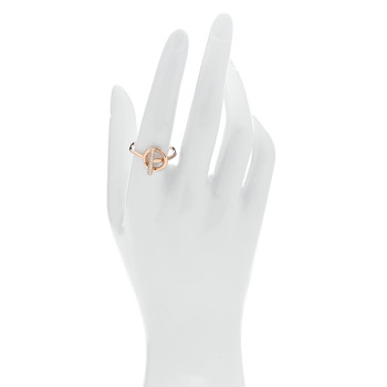HERMES 18K Rose Gold Diamond PM Echappee Ring 58 8.5