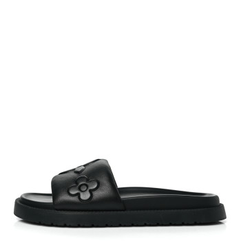 LOUIS VUITTON Calfskin LV Shore Flat Comfort Mule 39 Black