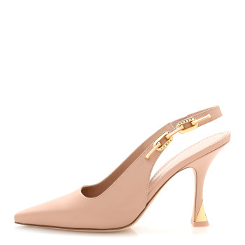LOUIS VUITTON Calfskin Sparkle Slingback Pumps 39 Nude