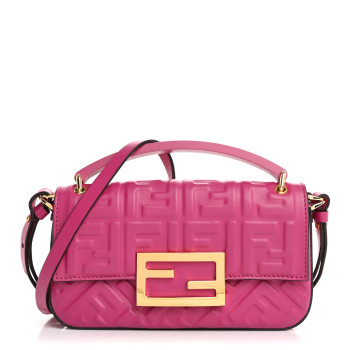 FENDI Nappa FF 1974 Embossed Phone Baguette Ciclamino Pilar