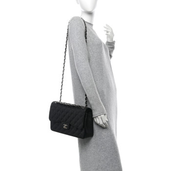 CHANEL Caviar Quilted Jumbo Double Flap Black