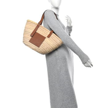 LOEWE Raffia Basket Tote Bag Natural Tan