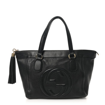 GUCCI Pebbled Calfskin Small Soho Top Handle Bag Black