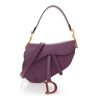 CHRISTIAN DIOR Calfskin Saddle Bag Purple