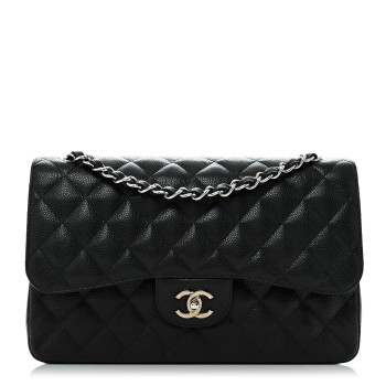 CHANEL Caviar Quilted Jumbo Double Flap Black